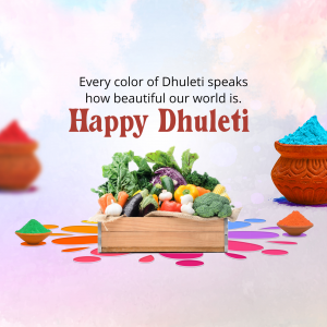 Dhulleti celebration with colorful powders and fresh vegetables