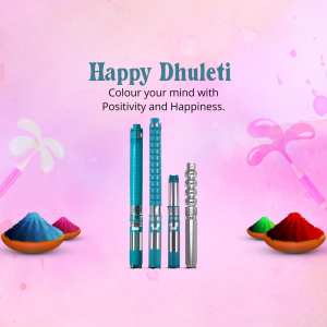 Happy Dhuleti greeting with water pumps and colorful powder