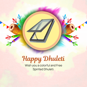 Image depicting a skylight with colorful Dhuleti festival decorations.