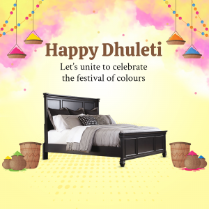 Dhulethi festival greeting with a bed and color decorations