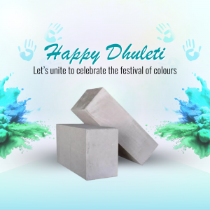 Dhuleti festival greeting with colorful splashes and hands