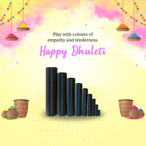 Happy Dhulandi image with colorful elements and pipes