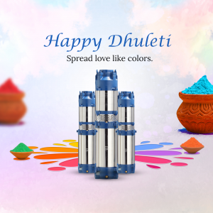 Image depicting Happy Dhulleti with water pumps and colorful Holi powders.