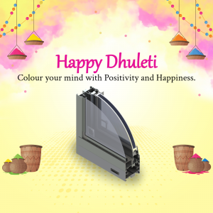 Happy Dhuleti greeting with a window display