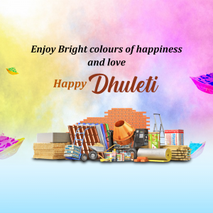 Dhulleti celebration with construction materials and colorful splashes