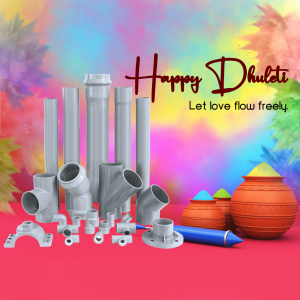 Happy Dhulandi image with plumbing pipes and fittings