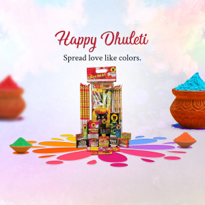 Dhuleti celebration with colorful powders and fireworks