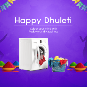 Washing machine with colorful powders for Dhulleti festival