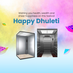 Happy Dhuleti festival greeting with an elevator image