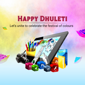 Dhulleti festival graphic with digital art tools