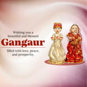 Gangaaur festival greeting with traditional dolls