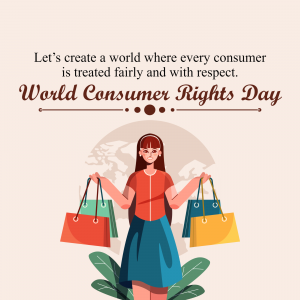 Illustration of a woman with shopping bags for World Consumer Rights Day