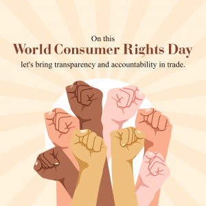 Diverse hands raised in fists symbolizing unity and consumer rights.