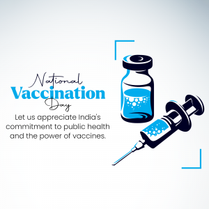 Illustration of a vaccine vial and syringe with text 'National Vaccination Day'