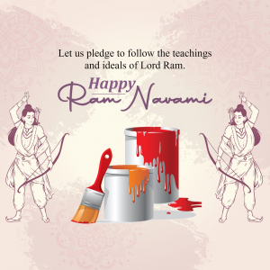 Ram Navami illustration with Lord Ram, Lakshman and paint cans