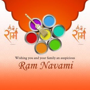 Ram Navami greeting with paint cans and brushes