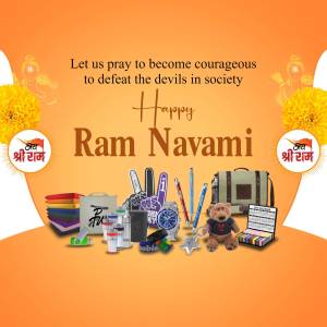 Happy Ram Navami - Courage To Defeat Evil Creative Design For Threads