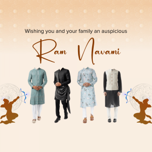 Ram Navami greeting with traditional Indian attire