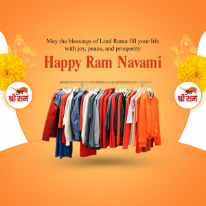 Ram Navami greeting with clothes on a hanger