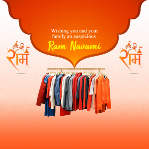 Ram Navami sale banner with clothes on a rack