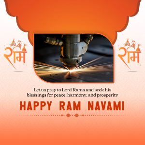 Ram Navami greeting with an image of laser cutting machinery
