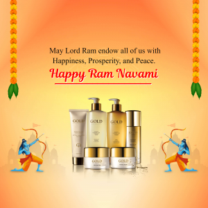 Ram Navami greeting with skincare products