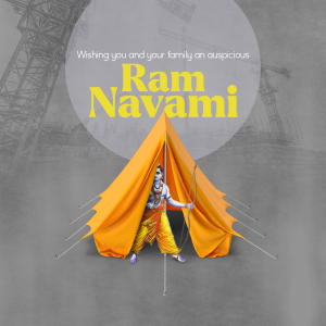 Ram Navami festival greeting with Lord Ram and a tent