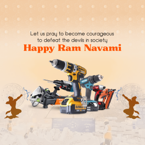 Ram Navami greeting with an image of power tools