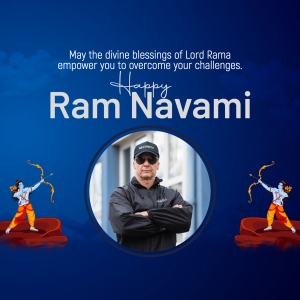 Ram Navami greeting with a portrait and Lord Rama imagery