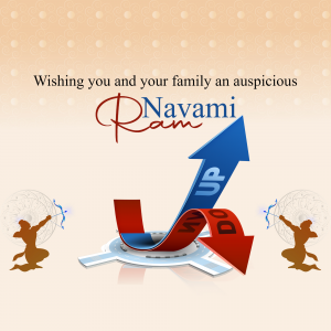 Navami festival greeting with arrows and up/down symbols