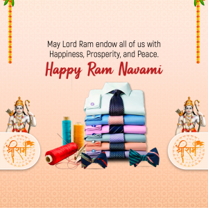 Ram Navami greeting with clothing items on display