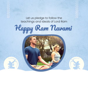 Ram Navami greeting with people meditating and Lord Ram imagery