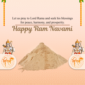 Ram Navami greeting with Lord Rama, Lakshmana, and a depiction of a mountain.