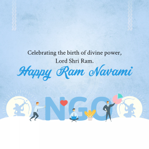 Ram Navami greeting with illustration of people and letters