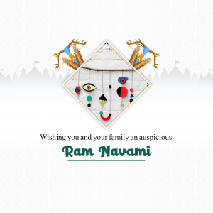 Ram Navami festive greeting with a diamond-shaped design and text.