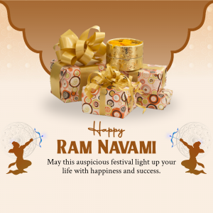 Ram Navami greeting with gifts and festive decorations