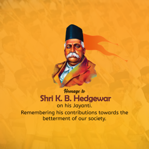 Portrait of Shri K. B. Hedgewar with text commemorating his birth anniversary.