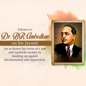 Portrait of Dr. B.R. Ambedkar with a tribute message