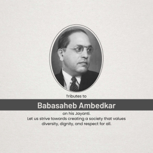 Portrait of Dr. B.R. Ambedkar with text commemorating his Jayanti