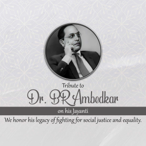 Portrait of Dr. B.R. Ambedkar with text commemorating his Jayanti