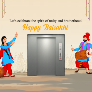 Illustration of people celebrating Baisakhi with traditional dance and music.