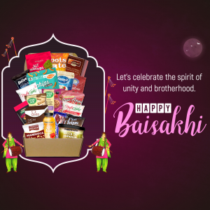 Baisakhi gift box with sweets and festive decorations