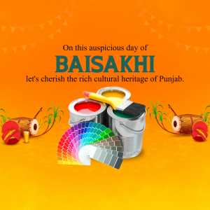 Baisakhi festival greeting with paint and cultural elements