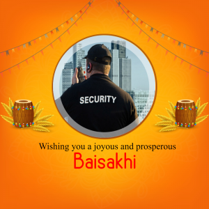Security guard silhouette with Baisakhi decorations