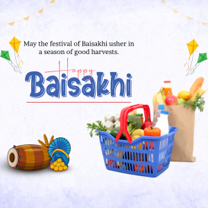 Happy Baisakhi greeting with harvest imagery