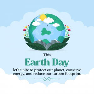 Illustration of Earth with plants and clouds, celebrating Earth Day.