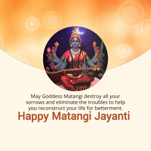 Image of Goddess Matangi with a festive greeting for Matangi Jayanti