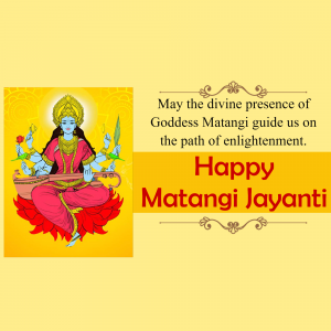 Image depicting Goddess Matangi with a festive greeting for Matangi Jayanti.