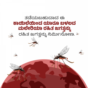 Poster with mosquitoes and text in Kannada about Dengue prevention