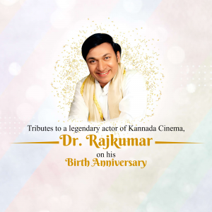 Portrait of Dr. Rajkumar with birthday tribute text